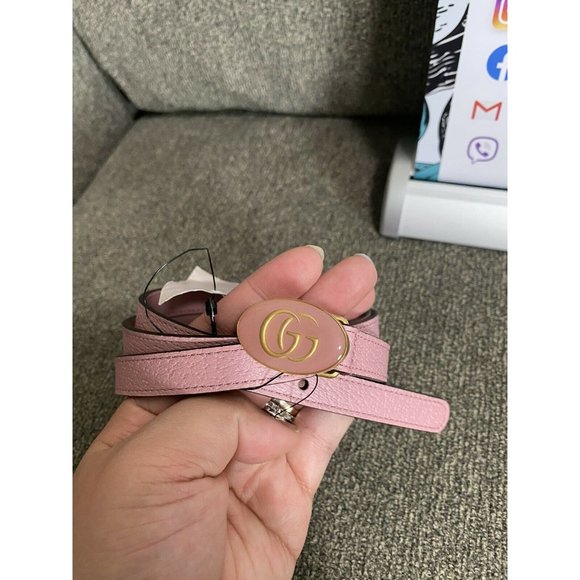 Gucci GG enamel buckle leather belt pink main image 2